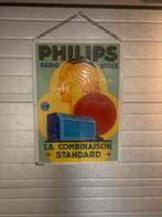 Em. recl.bord PHILIPS RADIO BELGE 1929 (prof.gerestaureerd), Verzamelen, Ophalen, Gebruikt, Reclamebord