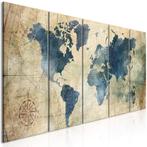 Tableau 5 pièces sur toile Carte du monde 240 x 90 cm, Envoi, Neuf