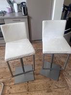 Leren barstoelen, Huis en Inrichting, Barkrukken, Ophalen, Gebruikt, Metaal, 90 cm of meer