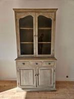 Armoire vitrine en bois naturel massif, Grenenhout, Gebruikt, Ophalen