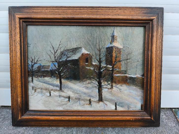 Huile sur panneau église de thys signe macheux, Antiquités & Art, Art | Peinture | Classique, Enlèvement ou Envoi