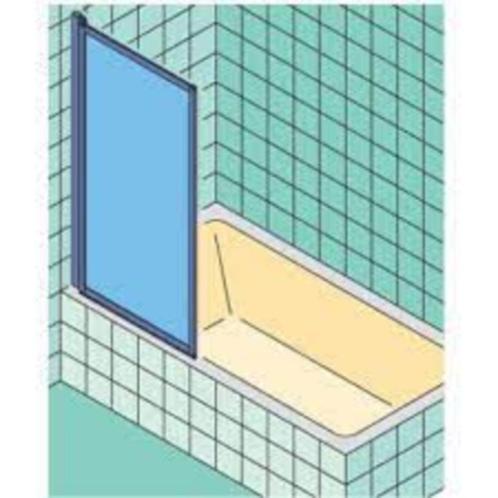 Badklapwand Douchewand voor op Bad, Doe-het-zelf en Bouw, Sanitair, Nieuw, Overige typen, Chroom, Glas, Ophalen