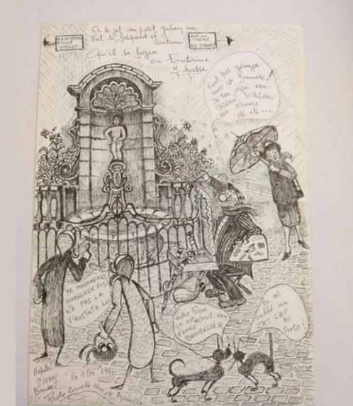 Zelfportrettekening van Jean Masse, de dikenek van de Maroll, Antiek en Kunst, Kunst | Tekeningen en Fotografie, Ophalen of Verzenden