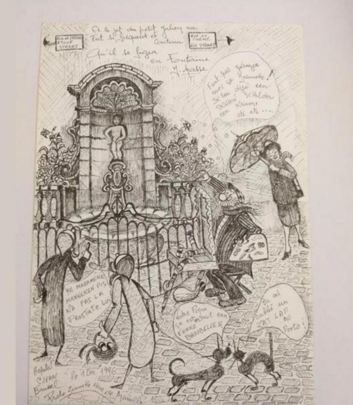 Zelfportrettekening van Jean Masse, de dikenek van de Maroll, Antiek en Kunst, Kunst | Tekeningen en Fotografie, Ophalen of Verzenden