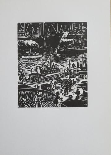 Houtsnede Frans Masereel : Antwerpen – Flandriaboot disponible aux enchères