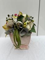 Roze terracota pot met kunstbloemen, Ophalen, Binnen