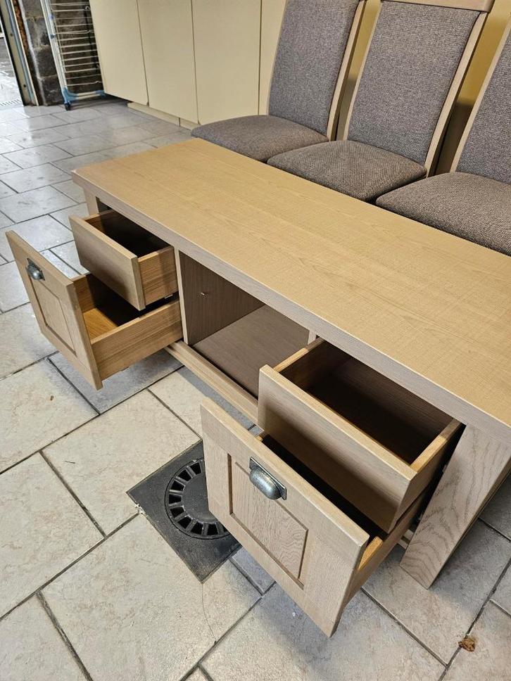 Volledige eetkamer set in eik – stevige en stijlvolle set, Huis en Inrichting, Complete eetkamers, Gebruikt, 6 tot 8 stoelen, Ophalen