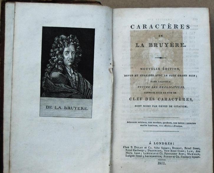 Les Caractères de Bruyère - 1811 - Jean de La Bruyère, Livres, Science, Utilisé, Sciences sociales, Envoi
