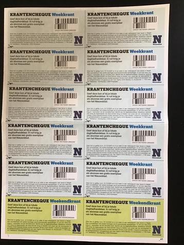 60 krantencheques Nieuwsblad, Enlèvement ou Envoi, Neuf, Journal