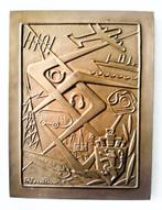 bronzen plaquette Expo 58 stijl, Ophalen of Verzenden, Brons