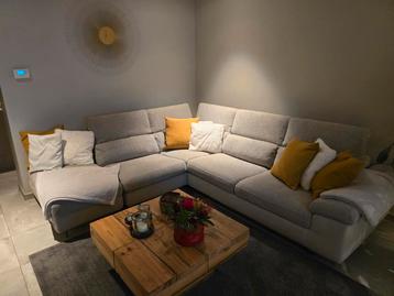 Salon d angle poltron sofa  gris beige chiné 