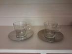 Nespresso koffieglazen met inox onderbord, Verzamelen, Glas en Drinkglazen, Ophalen, Zo goed als nieuw