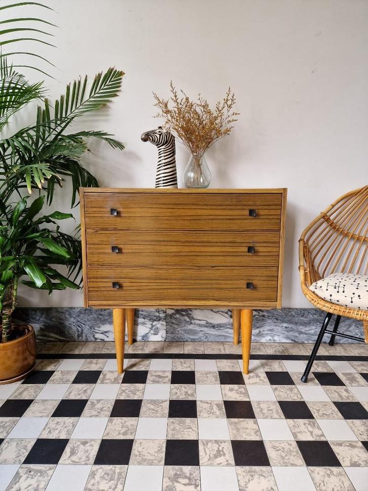 Vintage midcentury ladekast | commode | kast retro, Huis en Inrichting, Kasten | Ladekasten, Gebruikt, Minder dan 100 cm, Minder dan 50 cm