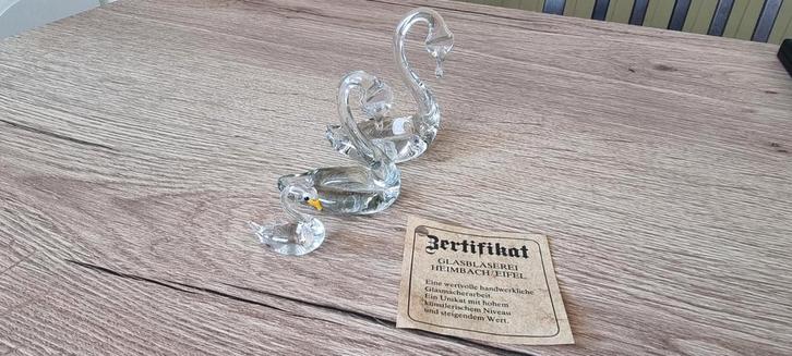 Zwanen in glas (handgemaakt), Verzamelen, Beelden en Beeldjes, Zo goed als nieuw, Dier, Ophalen of Verzenden