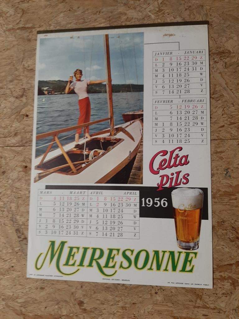 Kelender brouwerij Meiresonne 1956, Verzamelen, Merken en Reclamevoorwerpen, Ophalen of Verzenden, Gebruikt, Overige typen