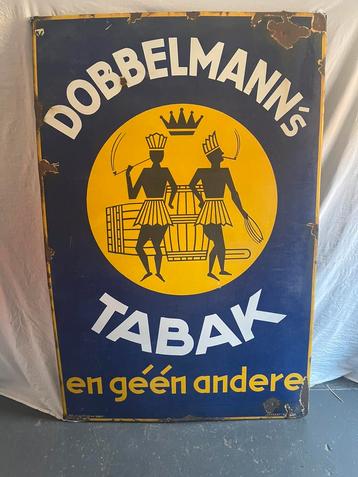 Emaille Oud Geleefd Dobbelmann’s Tabak Bord ( mega groot ) beschikbaar voor biedingen