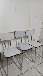 Lot 3 chaises en formica blanc gris vintage, Enlèvement, Gris, Une