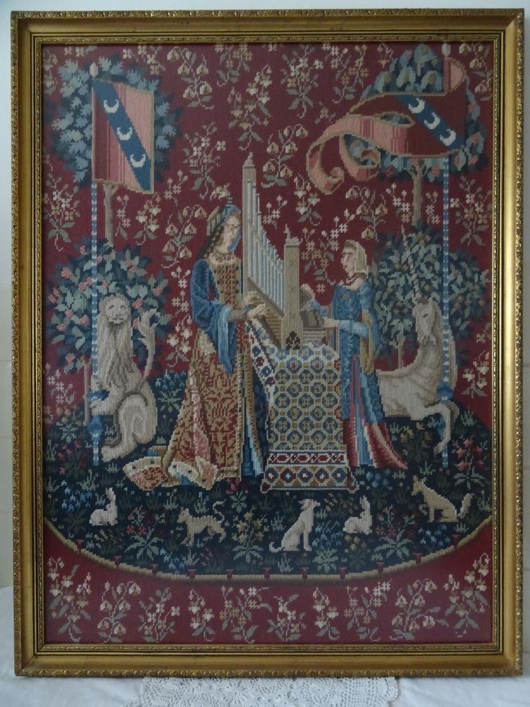 Volkskunst enorm gobelin 74x96 pronkstuk afhaalprijs 249e, Antiek en Kunst, Kunst | Overige Kunst, Ophalen of Verzenden