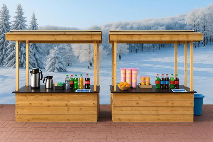 Houten marktkramen te huur, Hobby & Loisirs créatifs, Articles de fête, Neuf, Décoration, Enlèvement