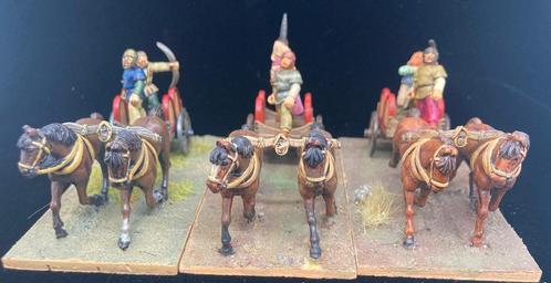 5 Painted Celtic Chariots  (wargaming miniatures 28mm), Hobby en Vrije tijd, Wargaming, Gebruikt, Historisch, Figuurtje(s), Geverfd