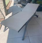 Verrijdbaar ligbed L200-B73  Aluminium zwart /canvas grijs, Tuin en Terras, Ophalen, Aluminium, Verrijdbaar