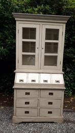 Prachtige vitrine kast uit 2 delen., 200 cm of meer, Met deur(en), Overige houtsoorten, 50 tot 75 cm