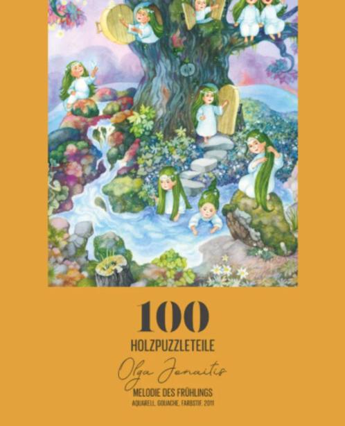 Davici Houten Puzzel - Melodie des Frühlings - 100, Hobby en Vrije tijd, Denksport en Puzzels, Zo goed als nieuw, Legpuzzel, Minder dan 500 stukjes