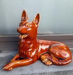 Art deco craquelé keramiek beeld | herdershond | genummerd, Verzamelen, Ophalen of Verzenden, Zo goed als nieuw