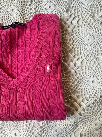Ralph Lauren kabel trui roze knit V-hals  - S beschikbaar voor biedingen