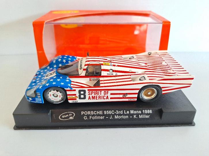Slot-it Porsche 956 C #8 Le-Mans 1986 Spirit of America SICA, Kinderen en Baby's, Speelgoed | Racebanen, Nieuw, Racebaan, Elektrisch