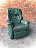 leder zetel - fauteuil -  groen / goede staat, Huis en Inrichting, Ophalen, Gebruikt, Leer