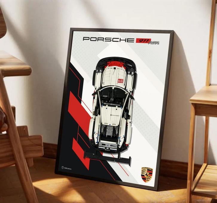 Lego Technic digitale poster - Porsche 911 RSR (50x70), Hobby en Vrije tijd, Modelauto's | 1:18, Zo goed als nieuw, Auto, Ophalen