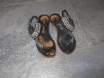 Stoere zwart leren dames sandalen met zilver nieten maat 36, ANDERE, Zwart, Zo goed als nieuw, Sandalen of Muiltjes