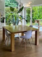 Vierkante eiken eettafel + 6 gratis stoelen, Huis en Inrichting, Tafels | Eettafels, Ophalen, Gebruikt, 50 tot 100 cm, 100 tot 150 cm