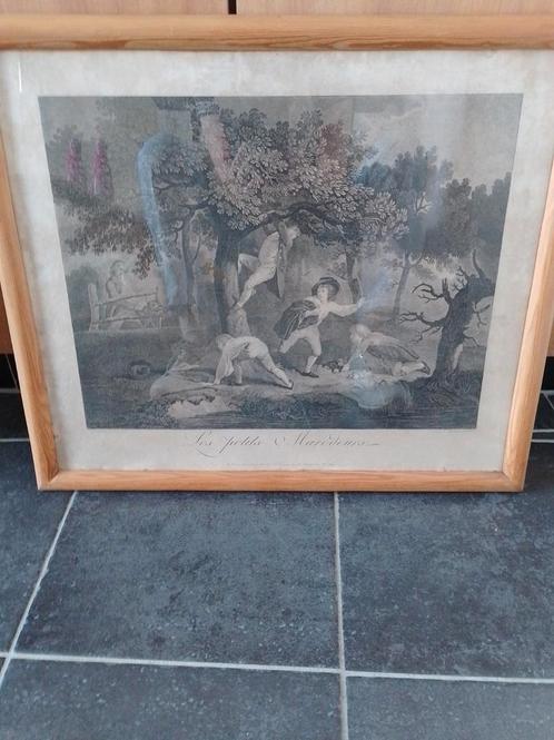 Oude Franse gravure, Les petits Marodeurs. grave Colibert, Antiek en Kunst, Kunst | Etsen en Gravures, Ophalen