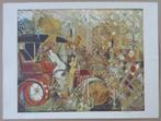 ANDRE GOEZU / AUTOWORLD / KLEURLITHO / 56x76cm / SIG, Antiek en Kunst, Ophalen of Verzenden