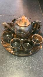 Theepot en kopjes - hardhout - Saoudi Arabie, Antiek en Kunst, Antiek | Servies compleet, Ophalen of Verzenden