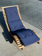 Chaise longue en bois avec coussin neuf, Tuin en Terras, Ophalen, Zo goed als nieuw, Hout