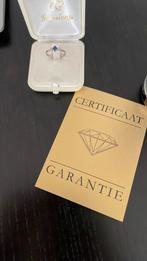 Bague en or avec diamants et saphir (or blanc), Neuf, Enlèvement ou Envoi, Or, Blanc