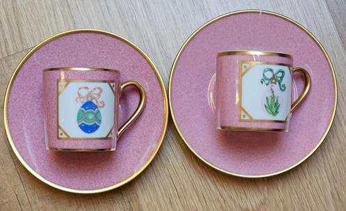 2 Puiforcat Limoges Kopjes Vintage Rare Porselein, Huis en Inrichting, Keuken | Servies, Gebruikt, Kop(pen) en/of Schotel(s), Overige stijlen