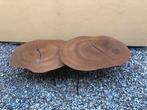 2 metalen salontafels van furnified met eikenfineer blad, Ophalen, Gebruikt, Rond, Scandinavisch
