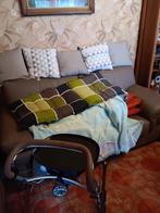 Canapé cuir 2 places + 1 fauteuil relax électrique, Zo goed als nieuw, Leer