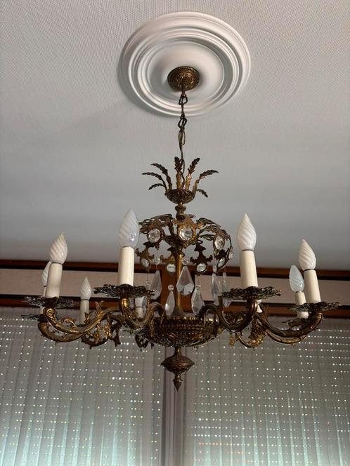 Bronzen kroonluchter in Rococo-stijl met kristallen, Antiek en Kunst, Antiek | Verlichting, Ophalen