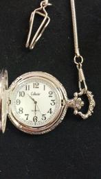 ZILVEREN HORLOGE (opwindbaar) MET KETTING, QUARTZ, Overige merken, Zakhorloge, Gebruikt, Ophalen of Verzenden