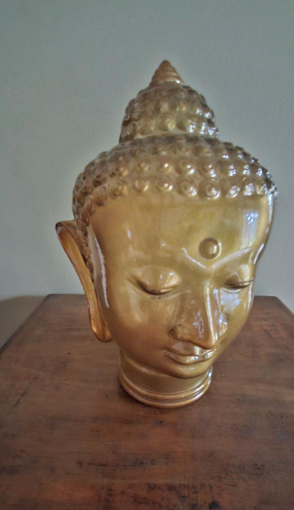 Vintage glazen Boeddha hoofd, Huis en Inrichting, Woonaccessoires | Boeddhabeelden, Zo goed als nieuw, Ophalen of Verzenden