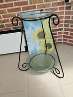 Zwarte metalen plantenstaander in goede staat met 2 schalen, Huis en Inrichting, Kamerplanten, Ophalen, Overige soorten, Minder dan 100 cm