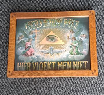 Mooie vintage handgemaakte eikenhouten kader met spreuk foto beschikbaar voor biedingen