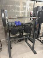 Finlo verstelbare fitnessbank + rek + gewichten en halters, Sport en Fitness, Ophalen, Zo goed als nieuw