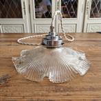 Vintage Holophane prismatisch glazen hanglamp., Antiek en Kunst, Ophalen of Verzenden