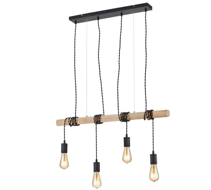 Hanglamp Brody, Huis en Inrichting, Lampen | Hanglampen, Zo goed als nieuw, 75 cm of meer, Hout, Metaal, Ophalen